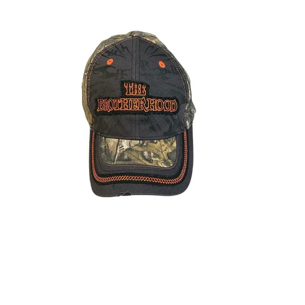The Brotherhood Cap Camo Camouflage Bow Hunting Distressed Size L/XL 100% Cotton